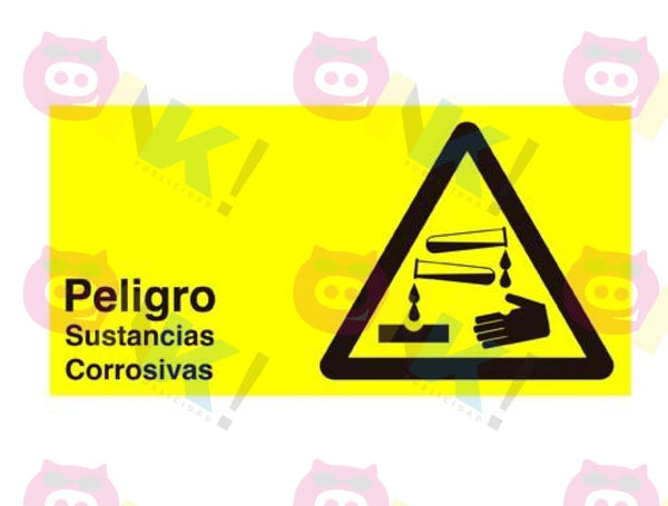 Señalética Cuidado Peligro Sustancias Corrosivas - Oink Publicidad