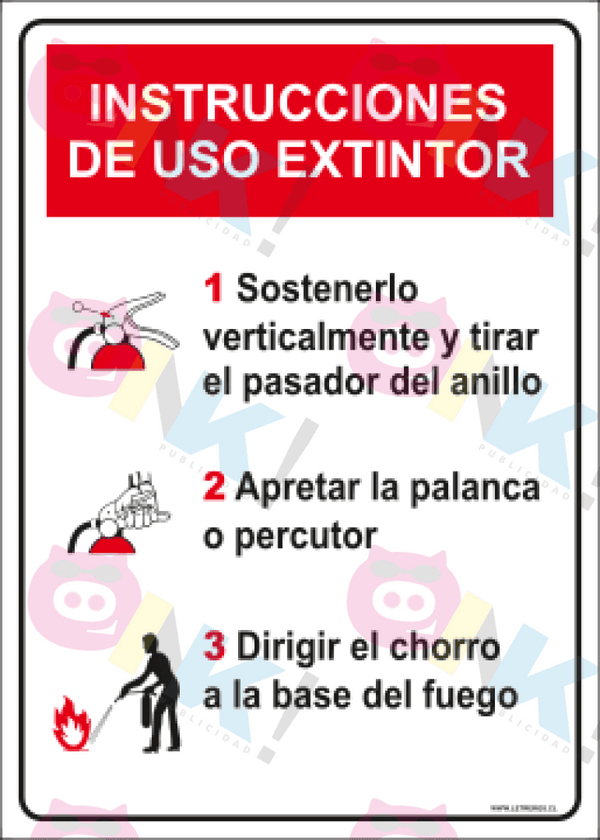 Señalética Instrucciones de uso extintor - Oink Publicidad